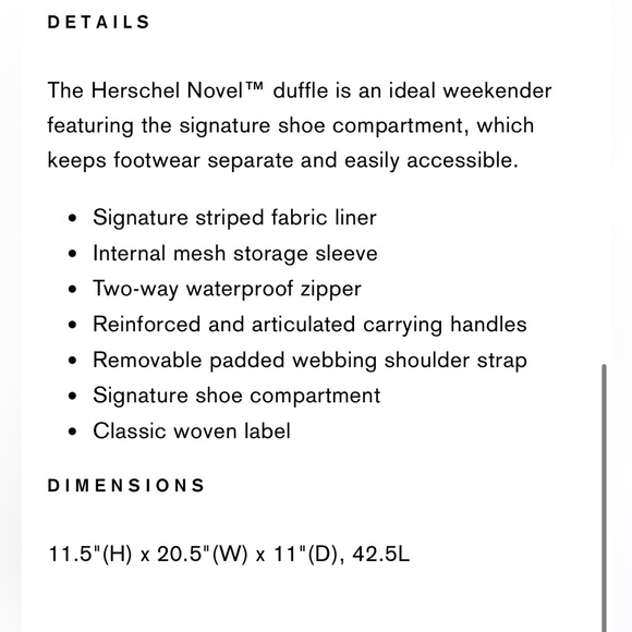 Herschel Supply Company Red Duffel Bag with strap Durable Travel Essential - Picture 10 of 11